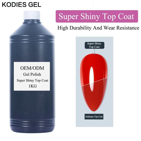 Traitements des ongles KODIES GEL Super Shine Top Coat Vernis à ongles en gel UV sans essuyage 1KG Diamond Shiny Hard Topcoat Finish All for Manucure Nail Shop 230718