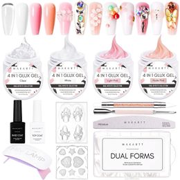 Traitements des ongles Kit de gel pour ongles Makartt Solid Builder pour extension d'ongle Kit d'ongles en gel dur intégré avec revêtement de base en gel Lampe à ongles UV LED 230718