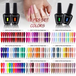 NAILCO 12 stks/set Gel Nagellak 15 ml LED Gellak Losweken UV Gel Vernis Rode Kleur Glitter Nail Gel Polish DIY Nail Art Lak 240321