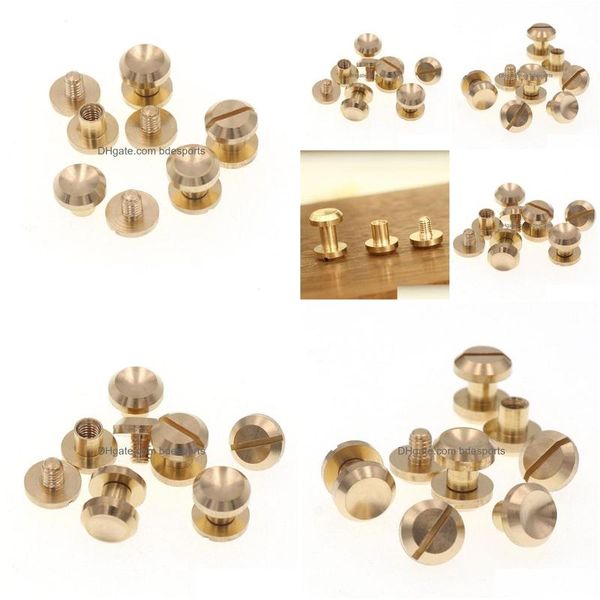 Clavos al por mayor 10 piezas Bolsa de billetera de uñas cóncavas Chicago Cinturón de latón Tornillo Remache DIY Sujetador hecho a mano Garmnet Hardware Parte de cuero D DHK3V