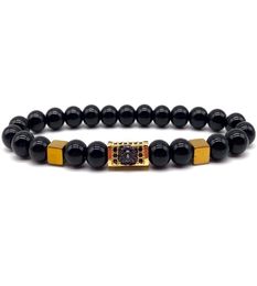 NAIQUBE 2019 mode nouveau crâne ancre Lion Bracelet hommes 8mm pierre perles Bracelet à breloques pour hommes bijoux cadeau 3033775