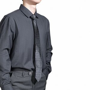 Naizaiga 50% lana de oveja a rayas gris sólido azul lg manga Máquina wable raya diplomática casual Hombres camisa PS3 55tV #