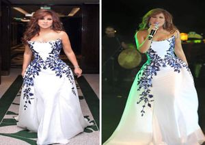 Najwa Karam ALine robes de célébrité blanches 2016 arabe Dubaï robes de soirée élégantes avec broderie simple longueur de plancher femmes bal 7945044