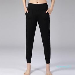 Sensation nue coupe ample Sport Yoga pantalon entraînement Joggers femmes élastique entraînement Gym Leggings avec deux poches latérales 321