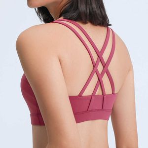 Sensation nue entraînement gymnastique Sport brassière L41 femmes mi soutien antichoc Push Up Yoga athlétique Fitness soutien-gorge haut court