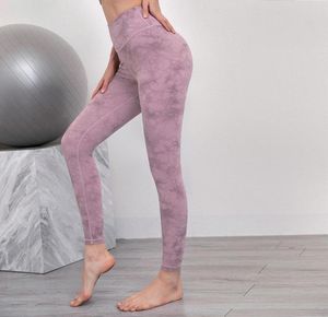 Leggings de Yoga Tiedye à sensation nue, poche à la taille, Double face brossé, pantalon de Fitness taille haute, 4950400