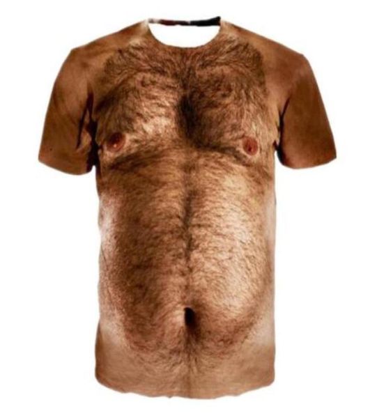 Hombre gordo peludo desnudo Impresión completa 3D Camisetas divertidas Moda Hombres Ropa de secado rápido Verano Manga corta Tops Camisetas Estilo fresco Tallas grandes 3021989