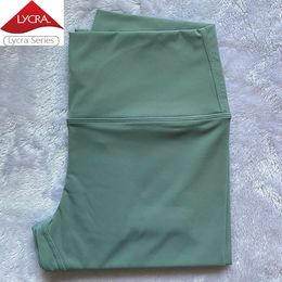 Pantalones de yoga de entrenamiento integral de tela de lycra desnuda Pantalones deportivos de cintura alta Ropa de gimnasio Leggings Elásticos Fitness Lady Pantalones al aire libre A-01