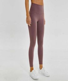 Matériel nu femmes pantalons de yoga L85 couleur unie sport vêtements de sport Leggings taille haute élastique Fitness dame collants globaux entraînement6982640