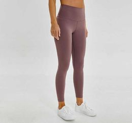 Matériel nu femmes pantalons de yoga L85 couleur unie sport vêtements de sport Leggings taille haute élastique Fitness dame collants globaux entraînement8909868