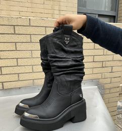 Naakte wolfe sloane laarzen dames saturn martin boot luxe ontwerper lederen dik hakken en dik opgeloste martin laarzen met verhoogde riemen maat 35-40