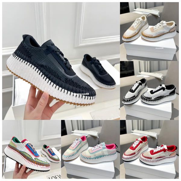 Nama Sneaker Diseñador Franqueo Zapatos casuales Mujeres Cuero de lujo Malla de alta calidad Biscotti Zapatillas de deporte Patrón Franqueo Lienzo Zapatillas de deporte arcoíris