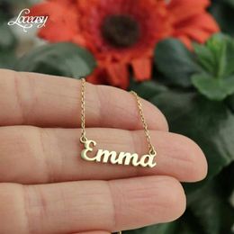 Collier avec nom en acier inoxydable 304, pendentif à breloques, cadeau de noël pour mère Emma, colliers297l