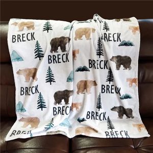 Naam Gepersonaliseerde Baby Beddengoed Flanel Fleece Deken Inbakeren Bed Wieg Verjaardag Verjaardagscadeau voor jongens meisjes 240304