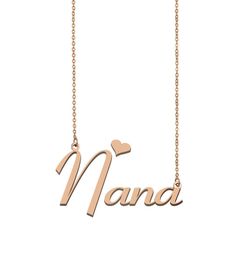 NANA NAME Collier Plateau de plaque signalétique personnalisé pour les femmes Girls Douet d'anniversaire Kidans Bijoux 18K Gold plaqué inoxydable STEE7440121