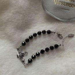 NANA's Same Western Empress Dowager Black Crystal Full Diamond Sparkling Saturn Pearl Armband Punk Eenvoudig en modieus