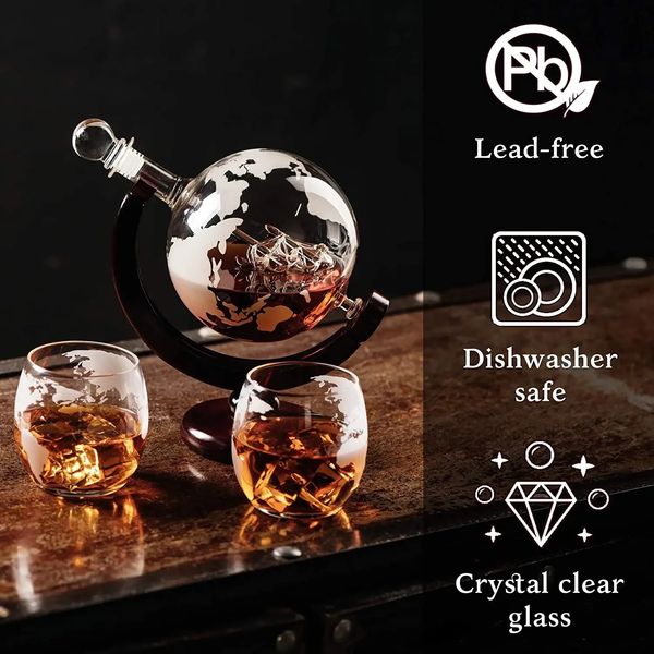 Nancihii globe décanter cristal en verre de vin de vin set verres de whisky verrouillage bar distributeur accessoires de cuisine 240415