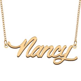 Nancy naam ketting aangepaste naamplaatje hanger voor vrouwen meisjes verjaardagscadeau kinderen beste vrienden sieraden 18k verguld roestvrij staal