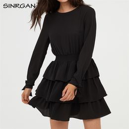 Nankey noir solide backless mini-fête robe de fête femme A-line haute taille rond rouffle robe décontractée robe à nœud papillon vestidos élégant 210309