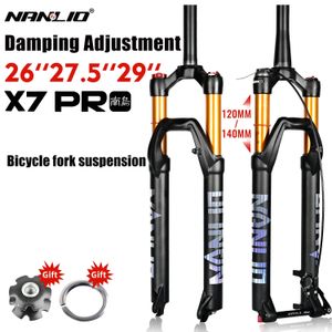 Nanlio X7 Pro Mountain Bike Suspension Fork Amortissement Réglage du rebond 26 275 29 pouces 120 140 mm Bouchons en métal Air 231221