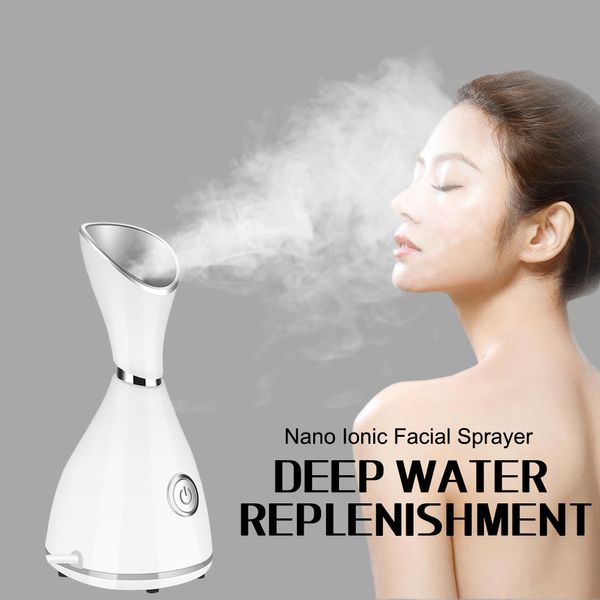 Nano Ionic Hot Spray Face Steamer Máquina de pulverización en caliente Ion Steam Face Sprayers Instrumento Hidratante facial Humidificador Beauty Spa CX200716