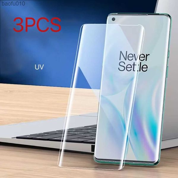 Nano Liquid UV Full Glue Vidrio templado para Oneplus 10 7 7T 8 9 Pro Protector de pantalla del teléfono 1+ One Plus 9RT 8T 9R Película protectora L230619