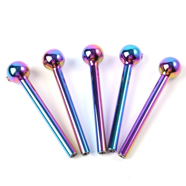 Nano Plating Laser Colors Oil Burner Pipes Popular 4 pulgadas Mini Small Hand Pipe Accesorios de hierbas para fumar portátiles para plataformas secas Bongs sin DHL