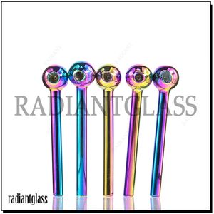 Tuyau de brûleur à mazout Nano placage Pyrex Pipes à fumer en verre coloré mélangé 7 styles de qualité Grands tubes de tube Conseils d'ongles