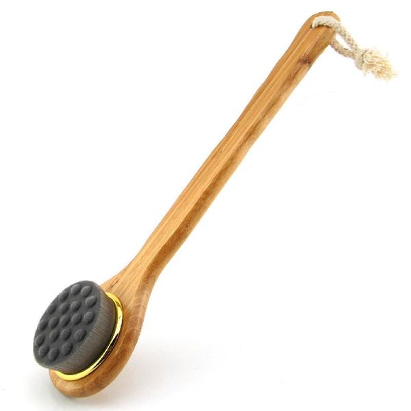 La manija larga de bambú del cepillo del baño de las nanofibras cepilla el depurador trasero de la ducha de la microfibra del super suave