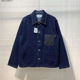 Damesjassen Nanyou Hoge kwaliteit 2023 lente herfst nieuwe LO.E denim jas voorkant borst lederen zak losse casual heren- en damesmodejassen