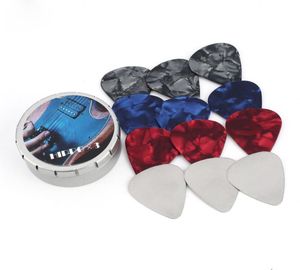 NAOMI 12PCS Gitaar Pick W Metalen Opbergdoos Elektrische Plectrums Gitaar Onderdelen Accessoires8398015