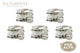 Naomi 5pcs alto sax bouche ligature ligature métal pour alto saxophone embout buccal avec double vis en argent new2449070