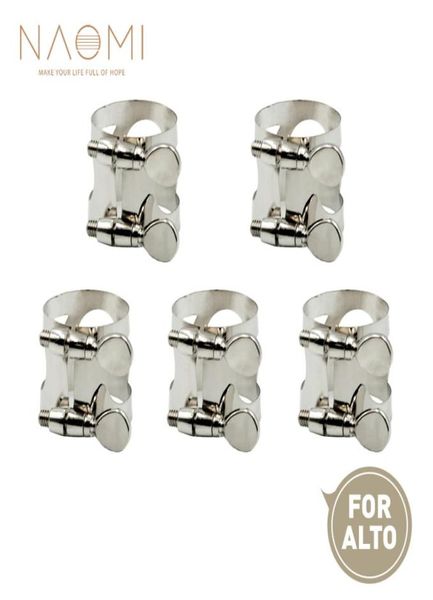 Naomi 5pcs alto sax buccal ligature ligature métal ligature for alto saxophone embout buccal avec double vis couleurs argentées new2346942