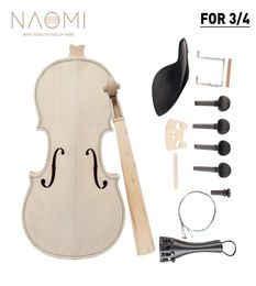 NAOMI bricolage violon 34 violon Kit de bricolage naturel en bois massif acoustique violon violon Kit table en épicéa érable dos cou touche New9624167