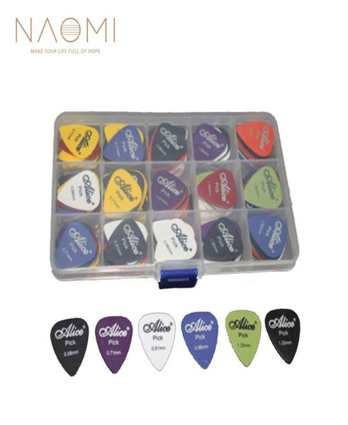 Púas de guitarra NAOMI 100 Uds. Púas de guitarra eléctrica acústica Plectrum varios 6 espesores caja de selección piezas de guitarra accesorios New8323605