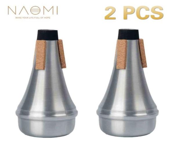 Naomi Trumpet Mute 2 PCS Aluminium Trumpett Muet Pratique droite Couleur argentée pour trompette Accessoires d'instruments à vent 2083122