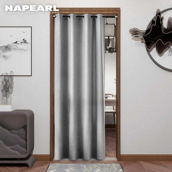 NAPEARL 1 Pièce Élégante Porte Cloison Rideau Oeillet Top Type Chambre Cuisine Portes Fenêtre Moderne Solide Match Décoration de La Maison 210712