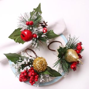 Servet ringen 30 stks Kerstmis perenknop Apple ring rood fruit papieren handdoekdoek