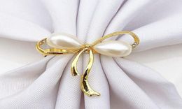 Rings de servilleta 6pcs Golden lindo lindar el arco de la perla hebilla para servidumbre para la fiesta de bodas decoración de la cocina suministros de cocina1807632