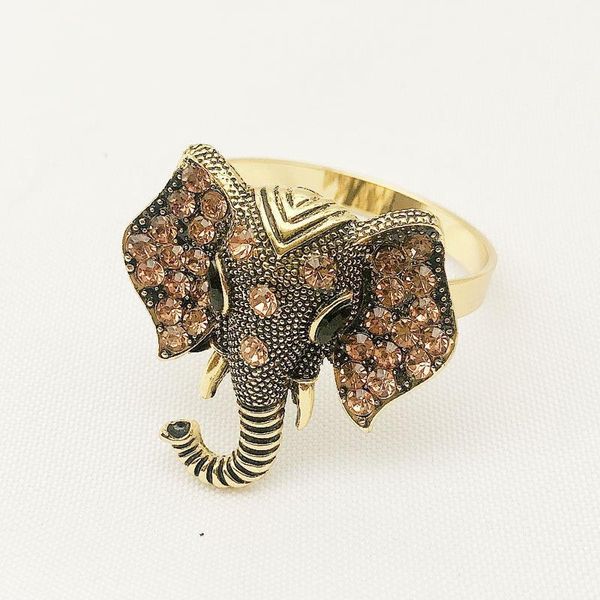 Anneaux de serviette 6pcs / lot El Retro Elephant Boucle Diamond Animal Ring Tissu Ring1