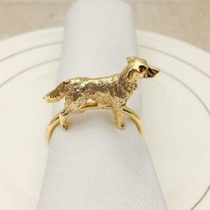 Napkin Rings 6pcs Set schattige hondenvorm Ring Creative Exquisite Alloy Visual Effect Holder voor keuken 2497