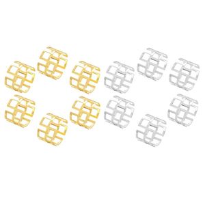 Servet ringen 6 stks vierkant hol diner gouden zilveren kleurhouder handdoek m6ce