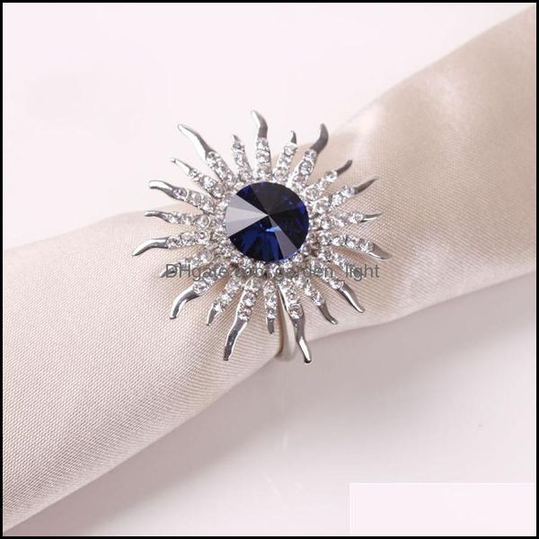 Servilleteros Bling Blue Ring Holder Diamond Drop Delivery Hogar Jardín Cocina Comedor Bar Mesa Decoración Accesorios Otemw