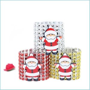 Napkin Rings Christmas Napkin Rings Santa Claus Diamond feesthouders Banquet Dinertafel Decoratie Kerstmas Mesh Boorring Drop deli Dhlxd