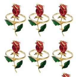 Anneaux de serviette en métal huile de rose de rose anneau de fleur de la Saint-Valentin Décoration de table de restauration Decoration Livraison de la maison