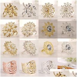 Servetringen Mti Styles Strass gesp Tafeldecoraties Serviettehouder Circle El Gem Stone Ring 36 G2 Drop Delivery Home Garde Dhmgb