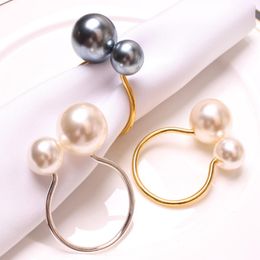 Anillos para servilletas, anillo de perlas de plástico, servilletas con hebilla, soporte para servilleta para fiesta de banquete de boda, decoración del hogar