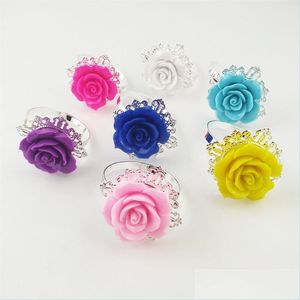 Napkin Rings Rose Flower Napkin Ring 8 Colors Holder Serviette voor bruiloftsfeest Dinertafel Decoratie Accessoires Drop levering H DHXOK