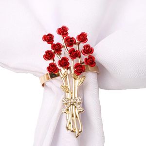 Anillos de servilleta Anillo de flor rosa Día de San Valentín Restaurante Decoración de mesa Hebilla romántica Entrega de gota Hogar Jardín Cocina Comedor Ba Dh9Hq