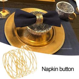 Napkin ringen rond gouden holle patroon metalen houder voor dinerpartijen vakanties tafel decoratie v1d0